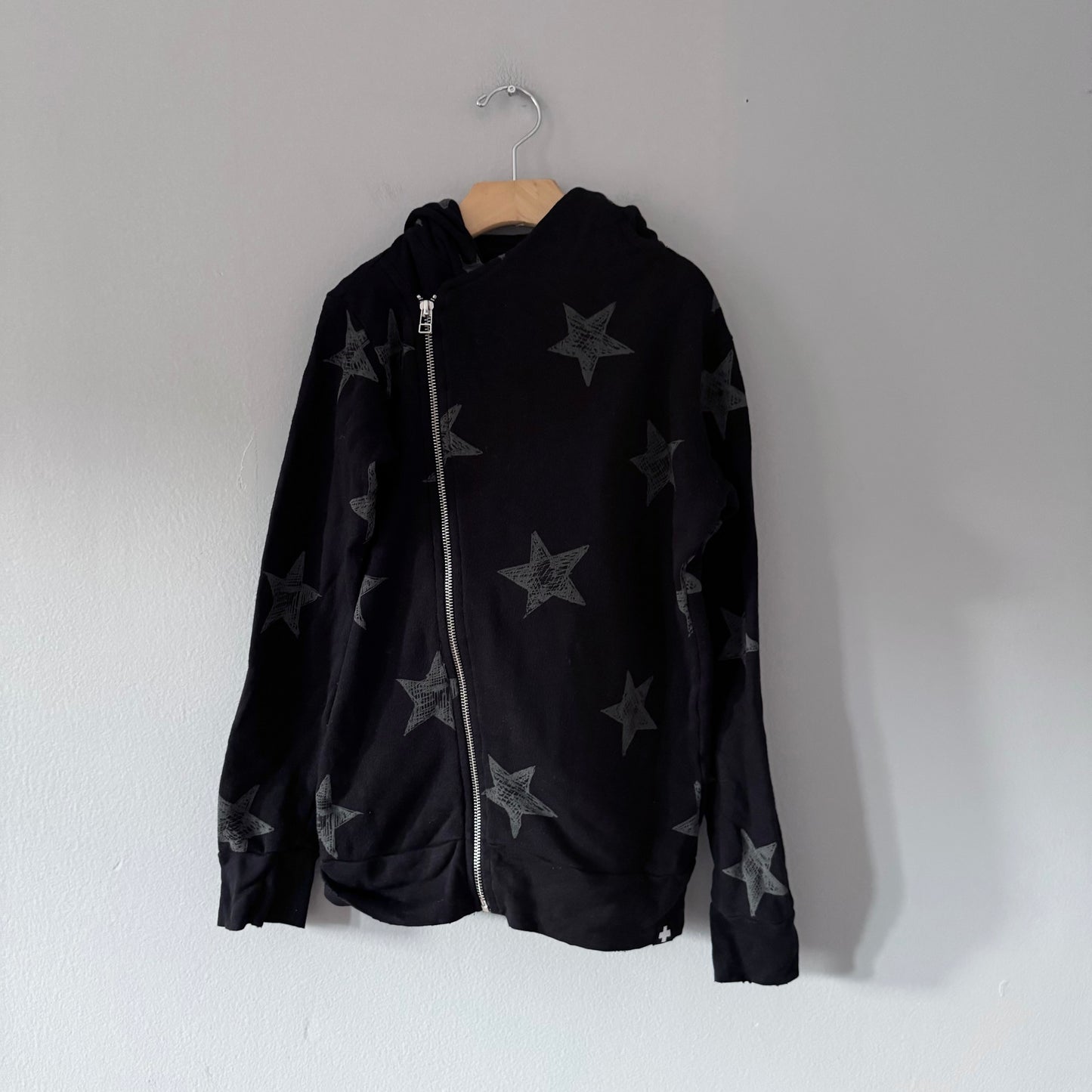 Celinununu / Black x star biker hoodie / 6-8Y