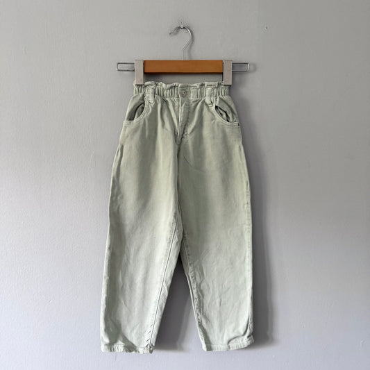 Zara / Light green paper bag denim / 6Y