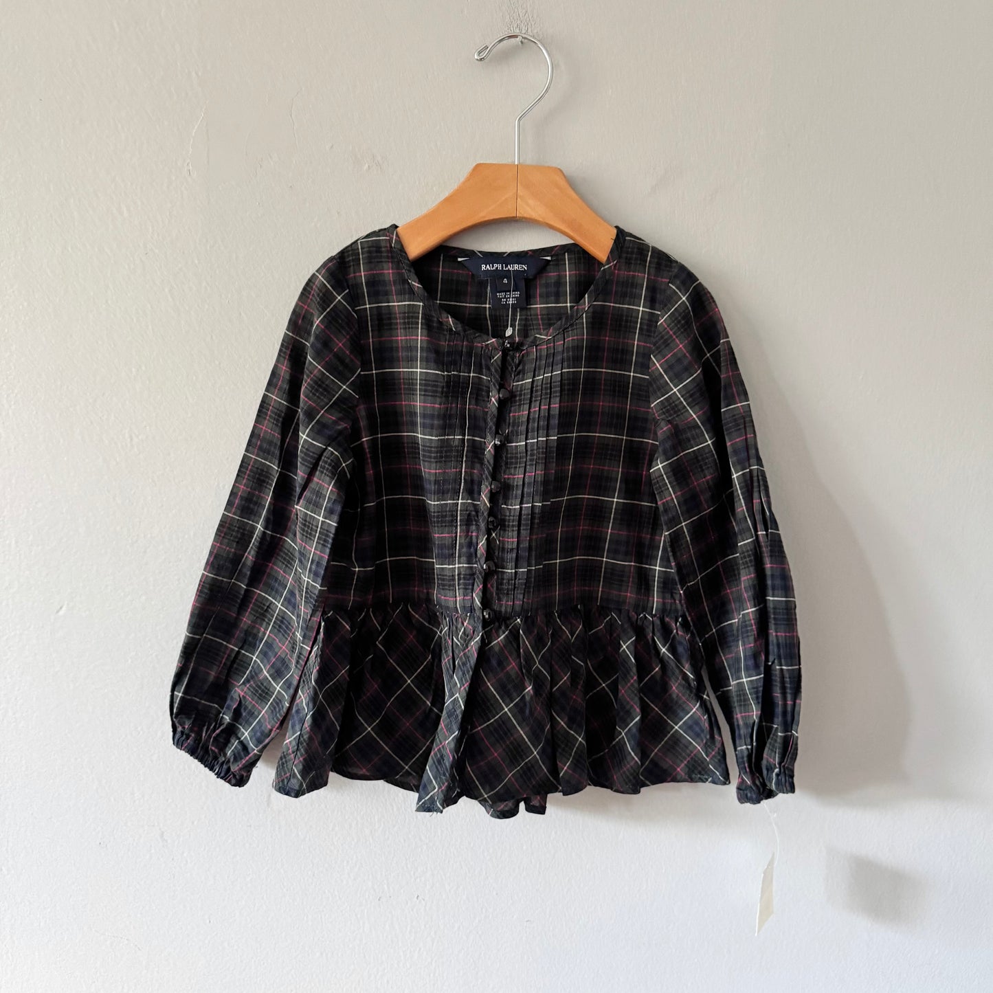 Ralph Lauren / Checked blouse tunic / 4Y - New with tag