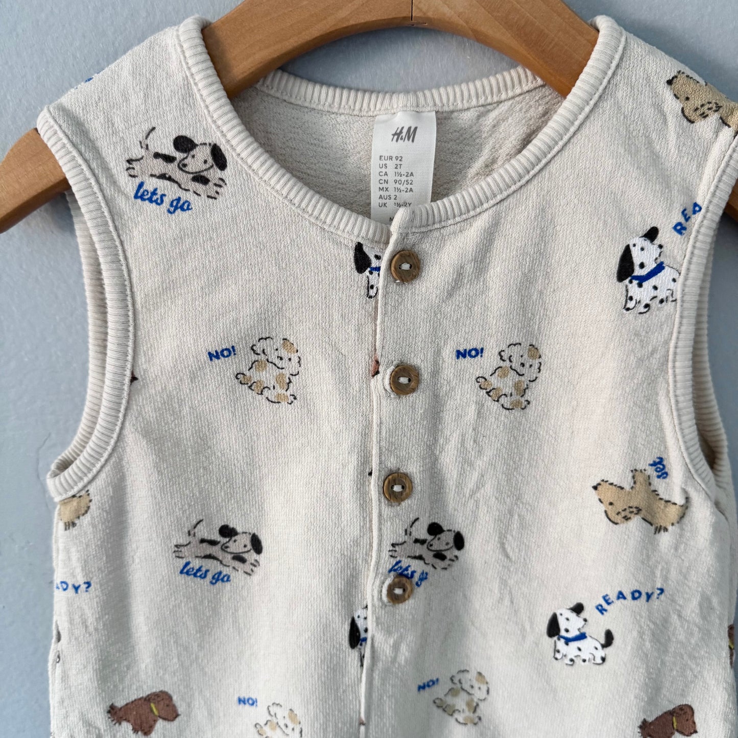H&M / Barboteuse débardeur ivoire avec motif chien / 18-24M