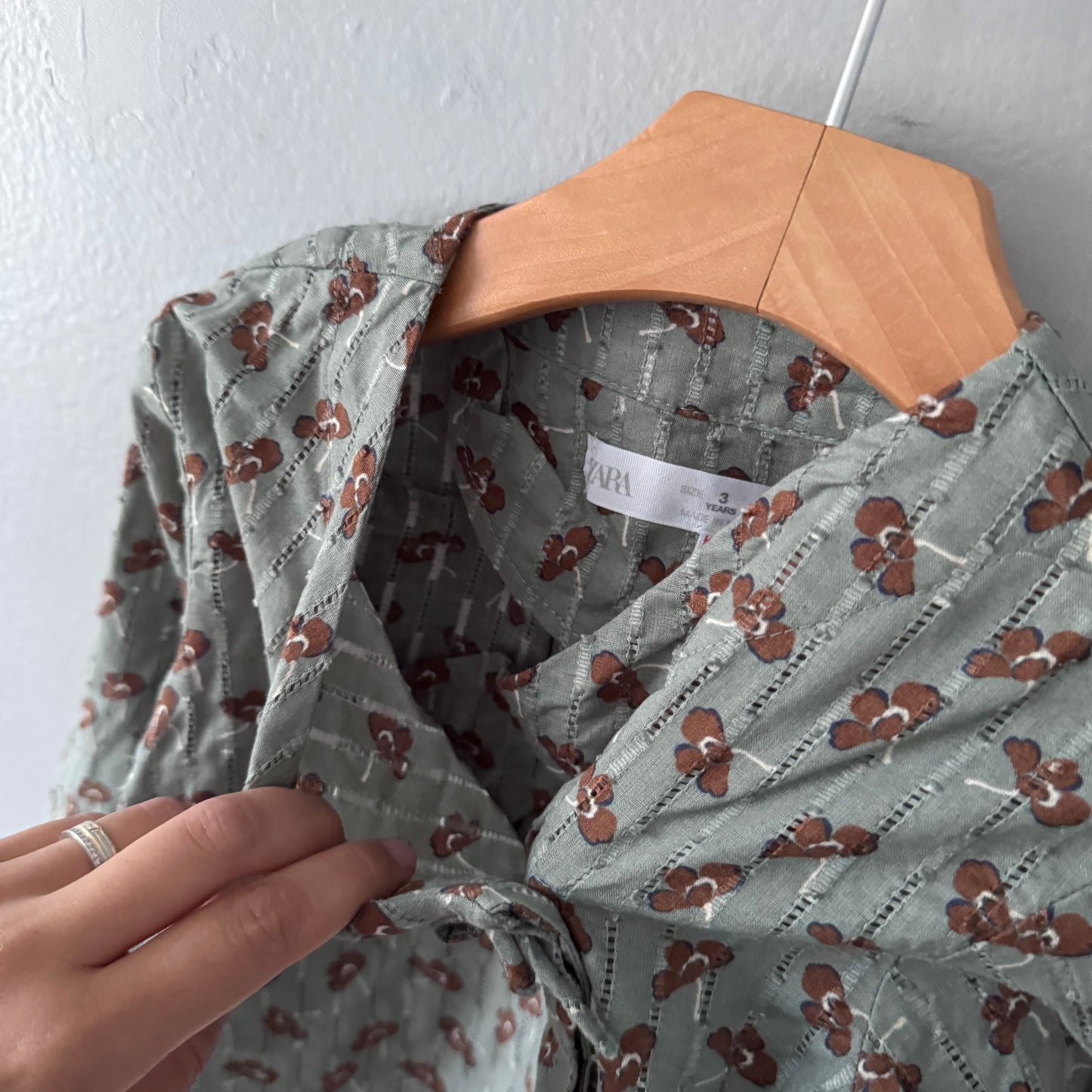 Zara / Smokey blue x brown blouse / 3Y