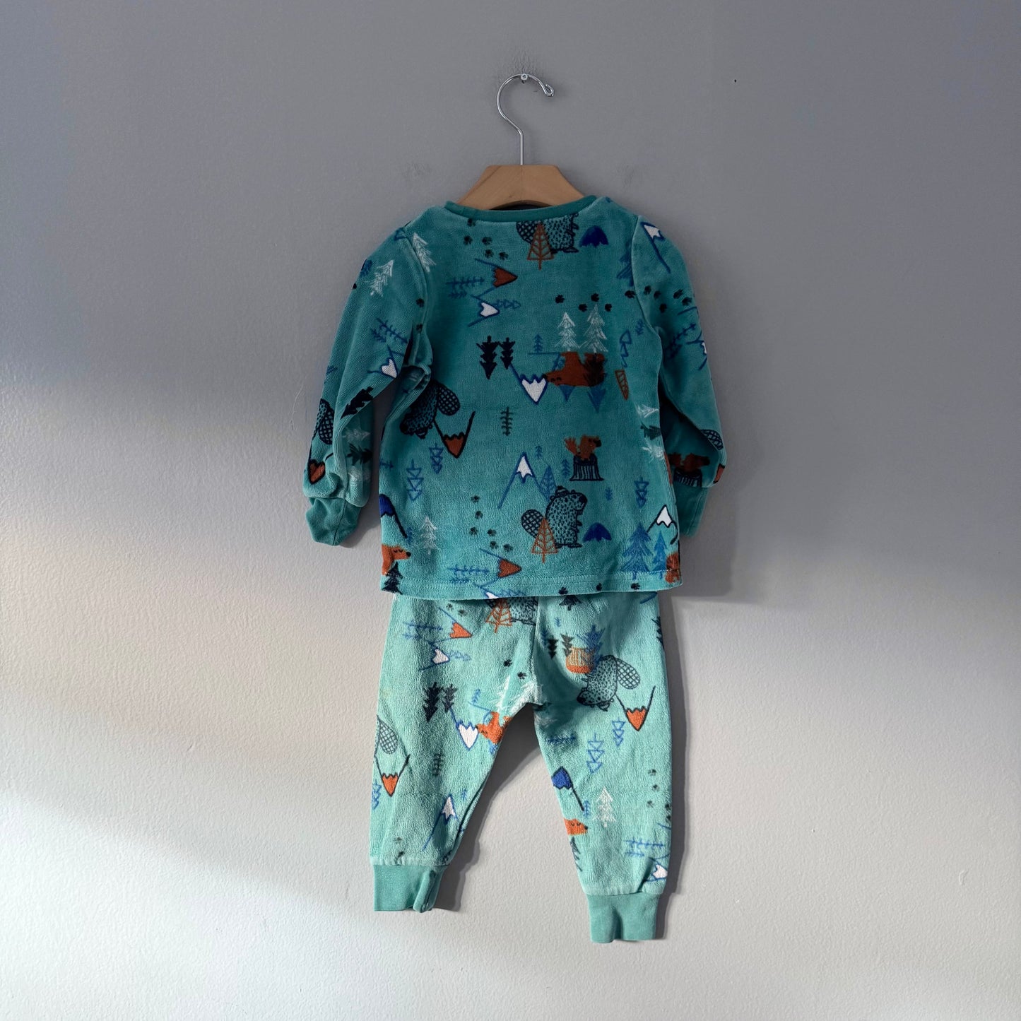 Souris Mini / Green crew pajama set / 12-18M