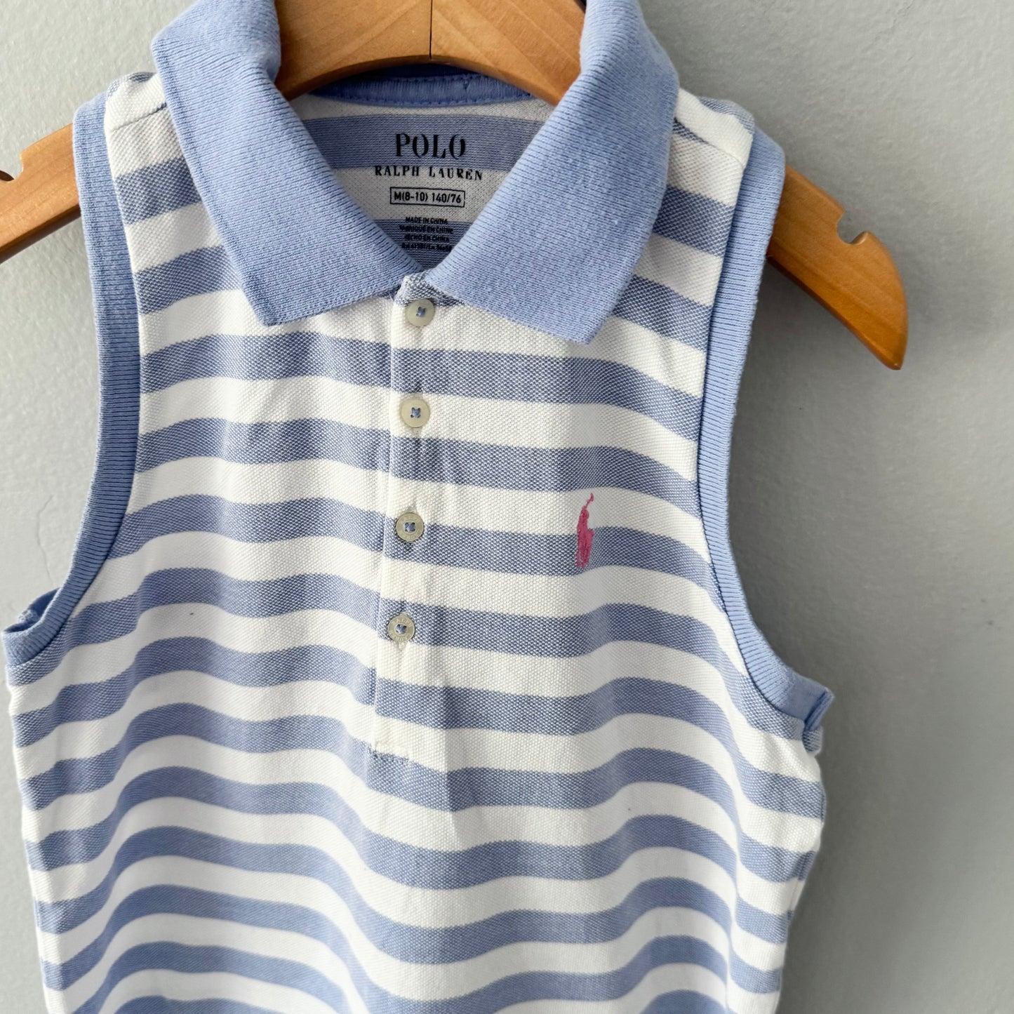 Polo Ralph Lauren / Blue white stripe polo dress / 8-10Y