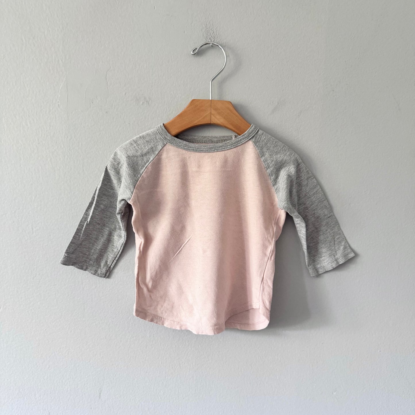 Mini mioche / Pink grey raglan long sleeve / 12-18M