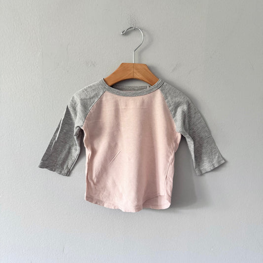 Mini mioche / Pink grey raglan long sleeve / 12-18M