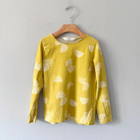 H&M / Yellow x white long sleeve / 6-8Y