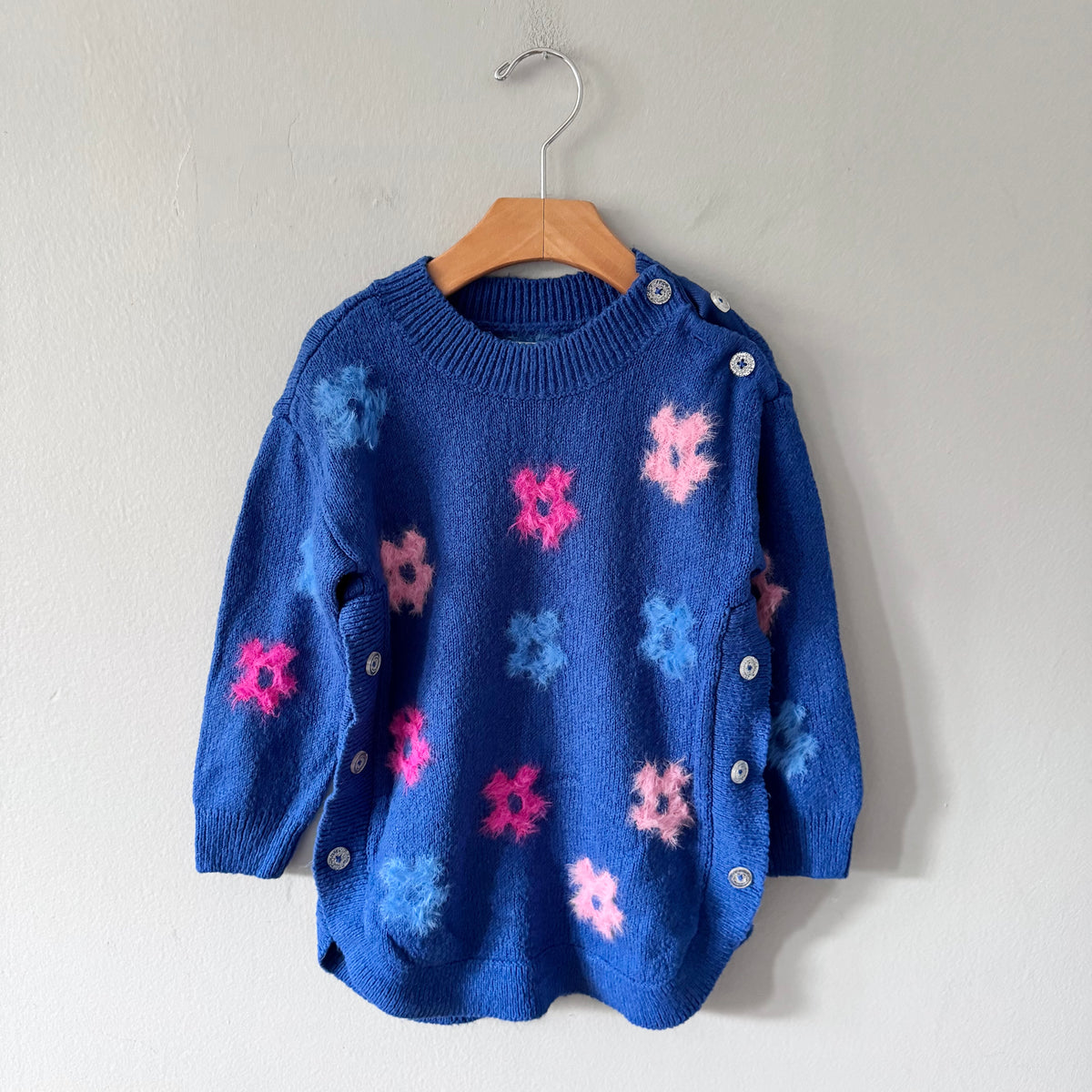 Hatley / Blue x flower knit pullover / 4Y