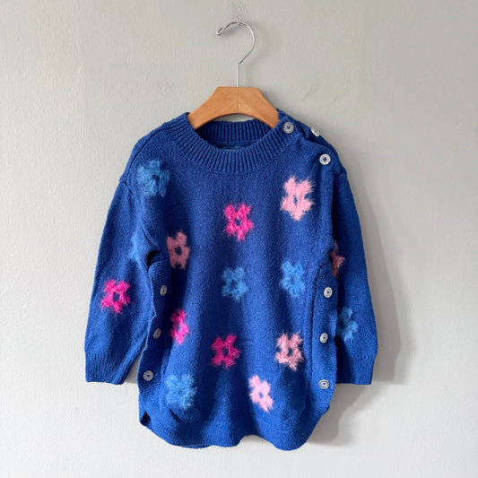 Hatley / Blue x flower knit pullover / 4Y
