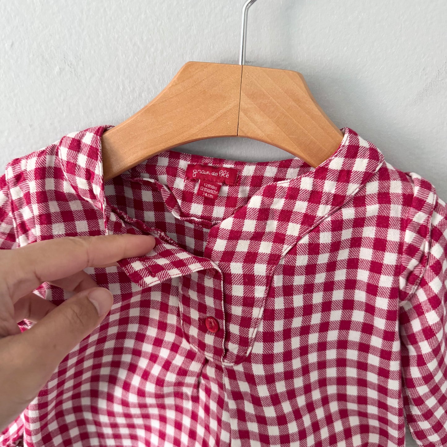 Grain de Ble / Red white plaid tunic / 12M