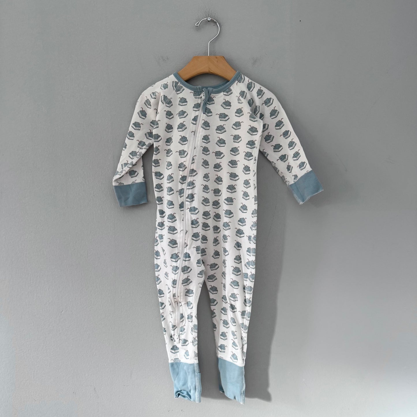 Happy Jammy / White x blue x milk romper / 18-24M