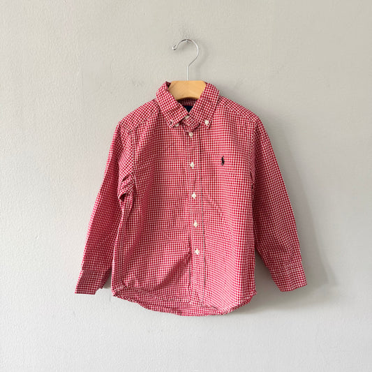 Polo Ralph Lauren / Red white checked dress shirt / 4Y