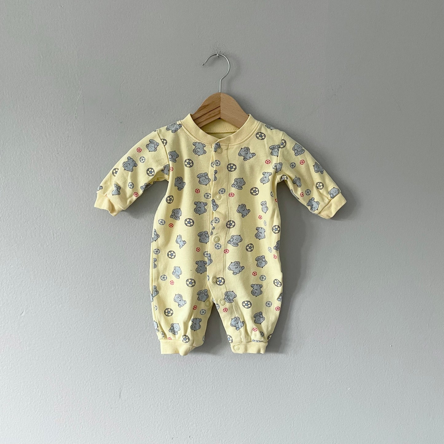 Sears Baby / Yellow x elephant romper / 1M