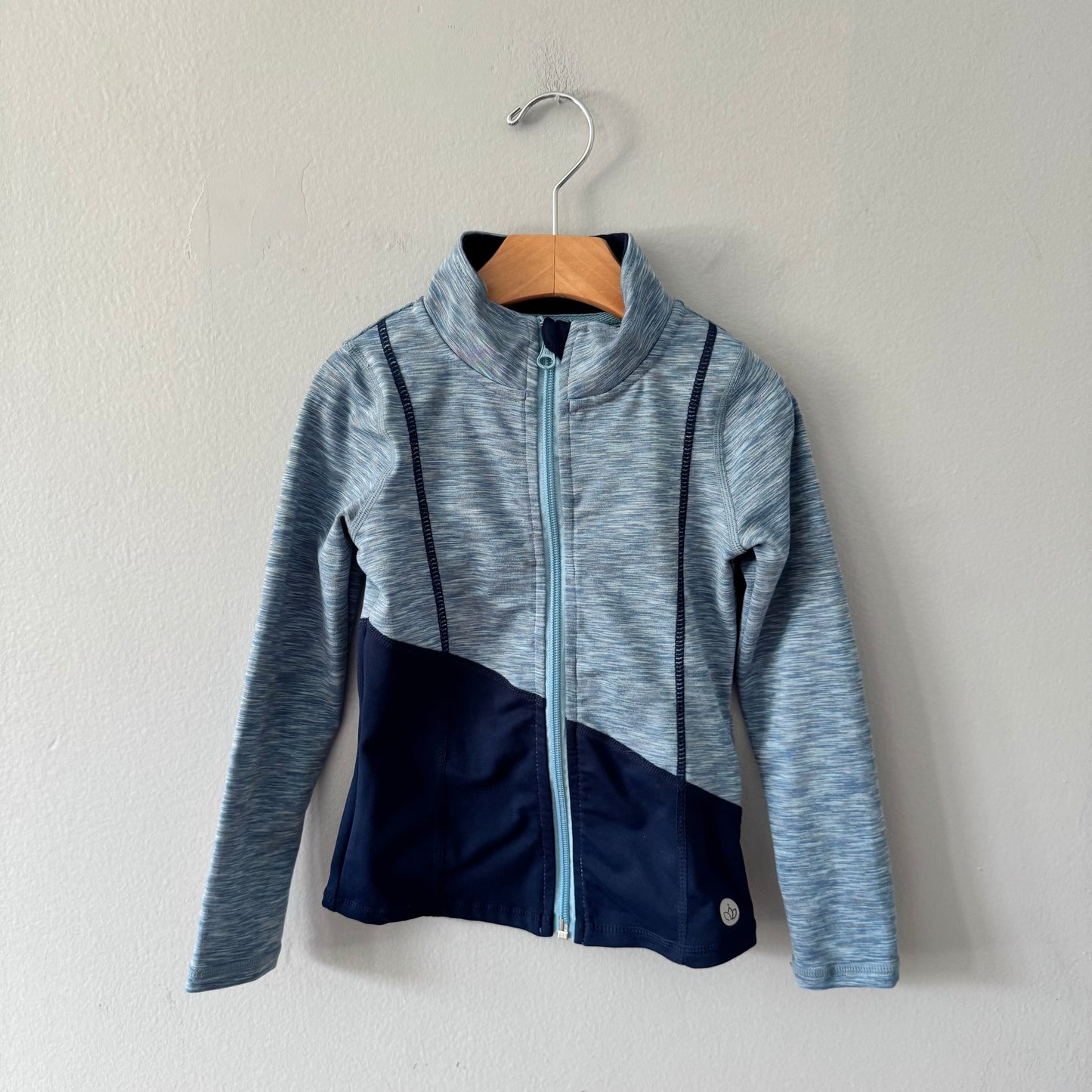 Jill Yoga / Blue x navy zip up top / 4Y