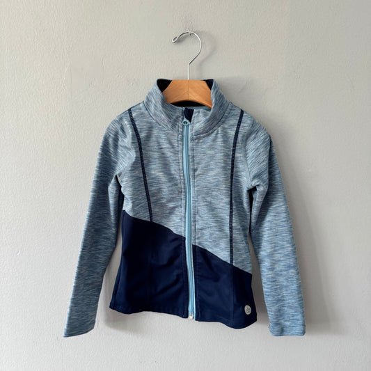 Jill Yoga / Blue x navy zip up top / 4Y