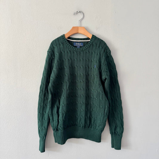 Polo Ralph Lauren / Green cable knit pullover / 10-12Y