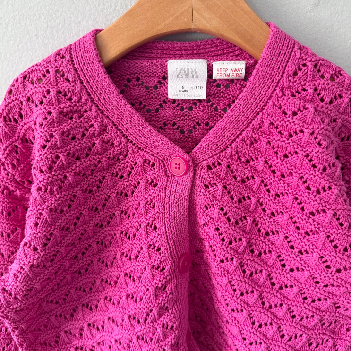 Zara / Pink cotton cardigan / 5Y