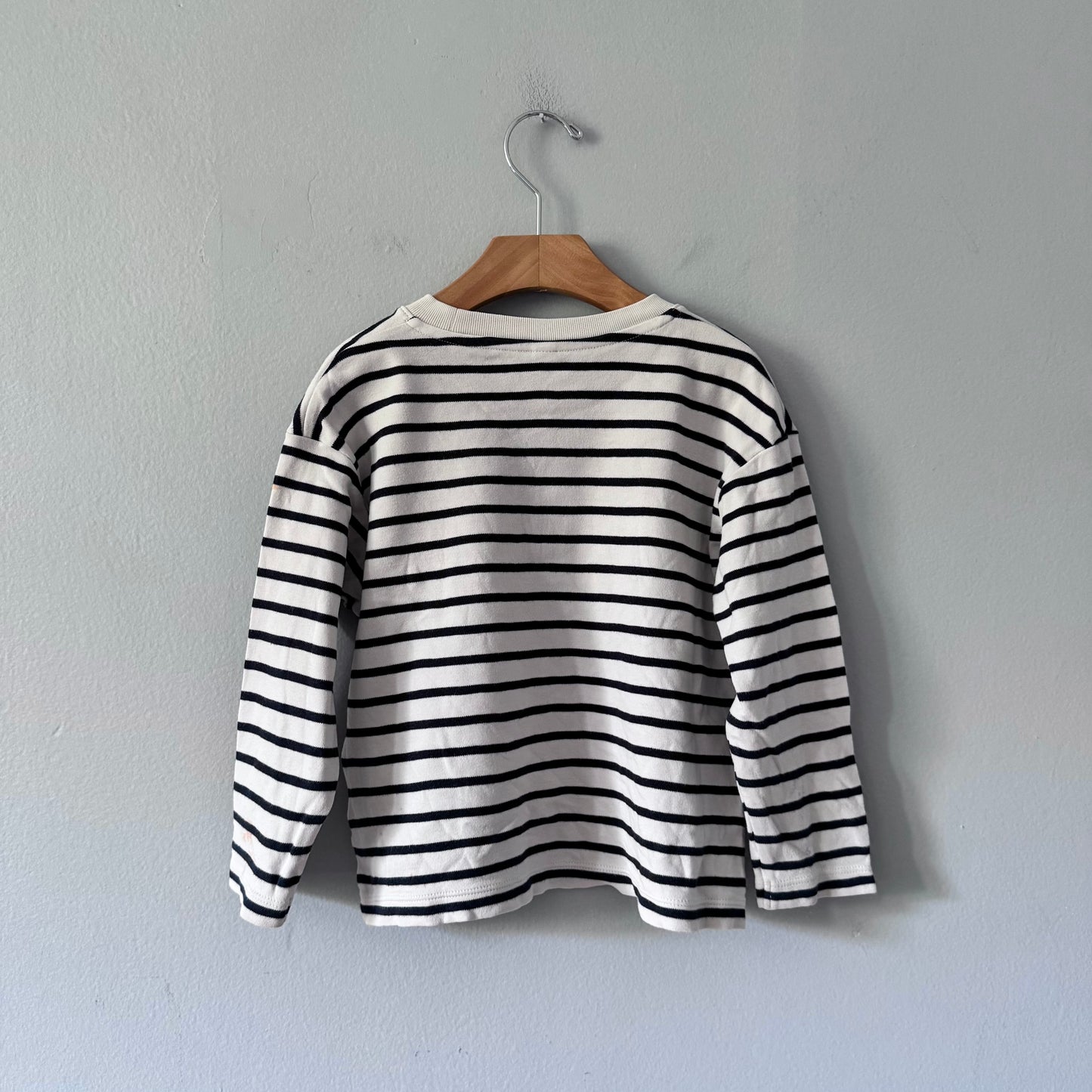 Uniqlo / White navy stripe long sleeve / 3-4Y