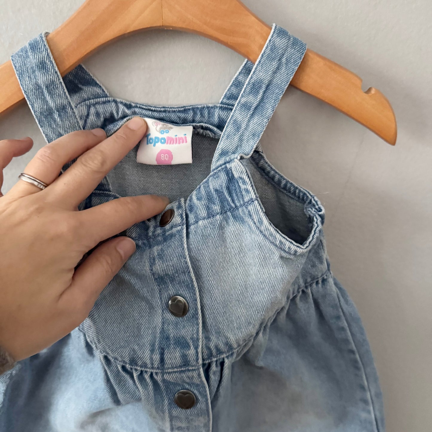 Topo mini / Denim overall dress / 12M(80)