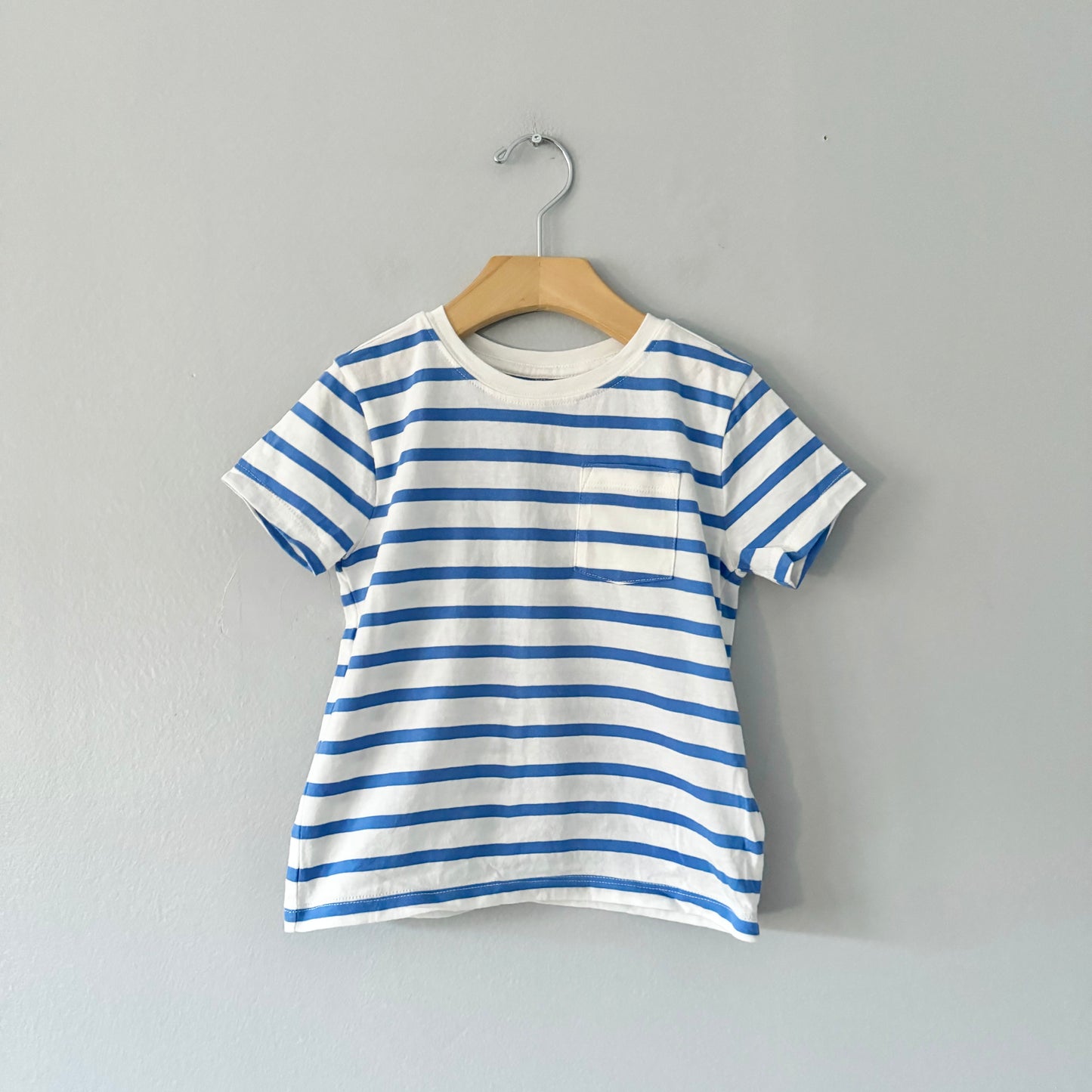 Crewcuts / White x blue stripe T-shirt / 4-5Y