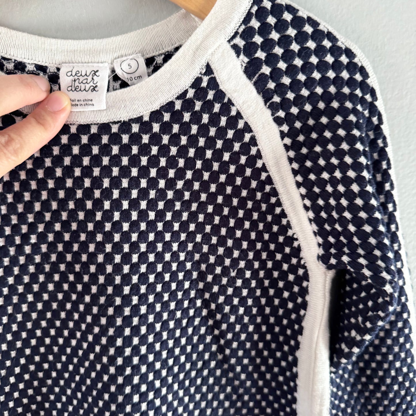 Deux par Deux / Navy white knit dress / 5Y