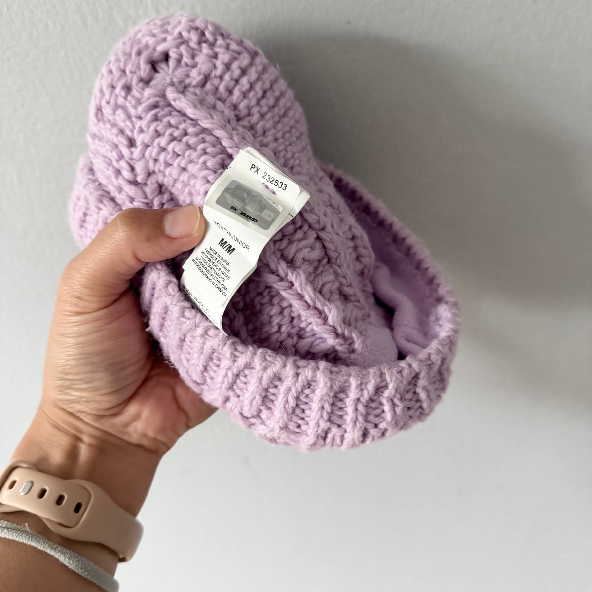 The North Face / Light purple knit hat / Youth M(7-8Y)