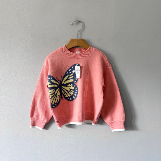 Gap / Light orange x butterfly cotton knit pullover / 4Y - New with tag