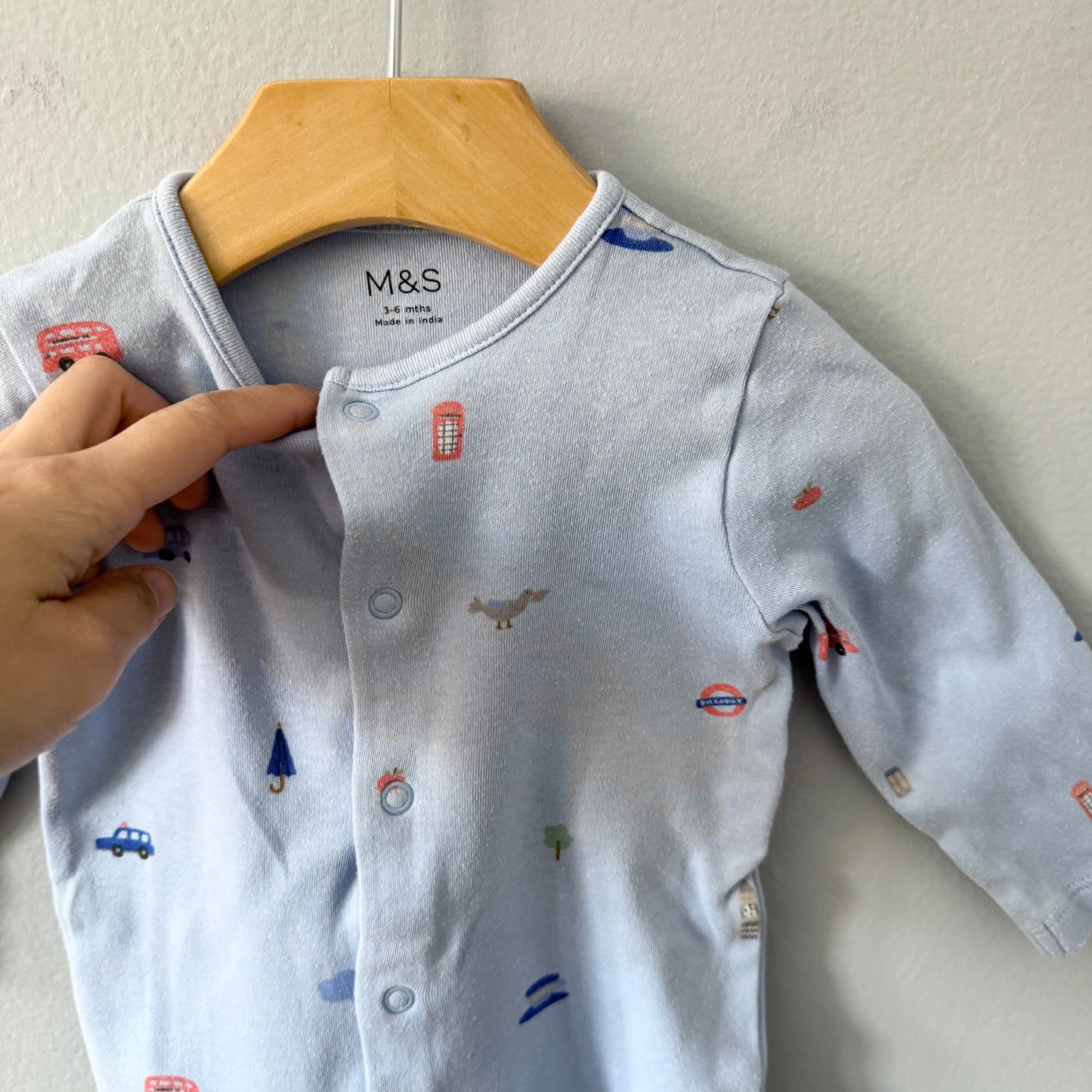 M&S / Blue romper / 3-6M