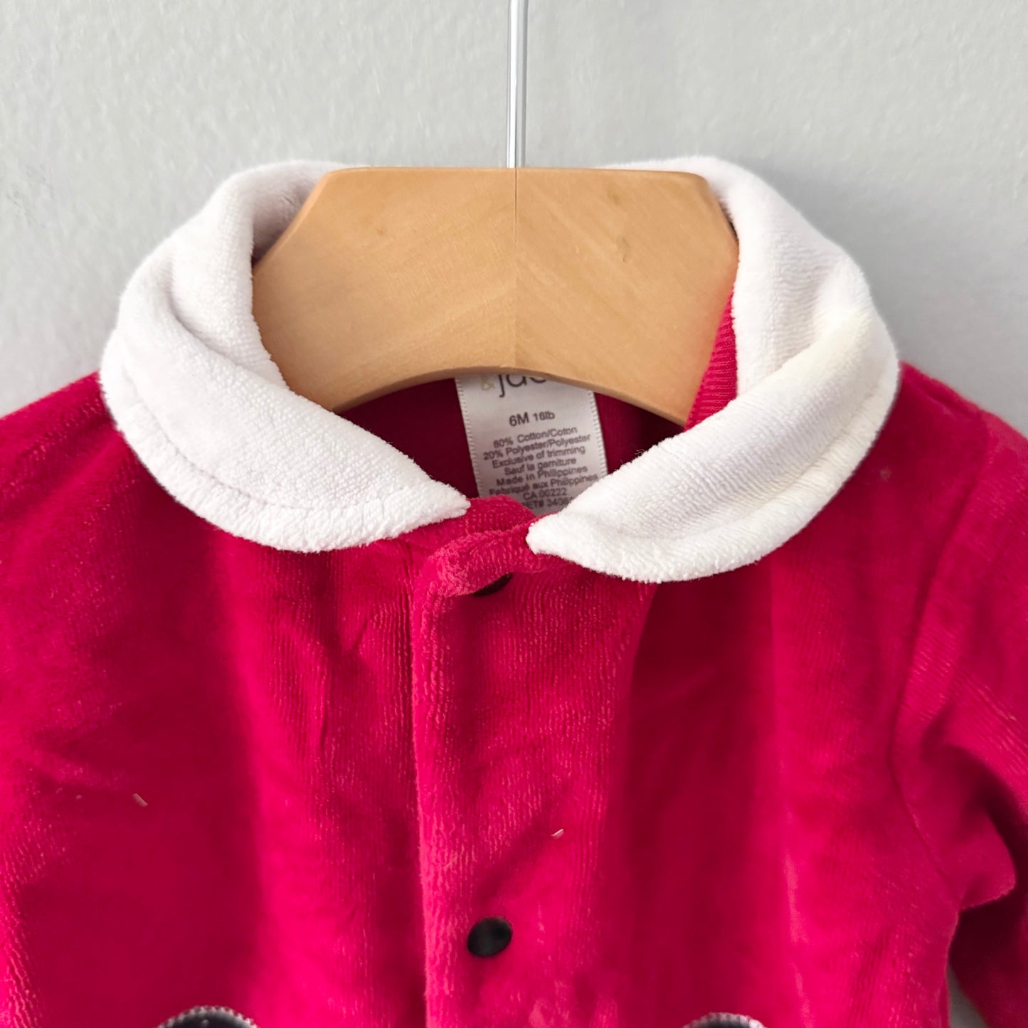 Emma & Jack / Santa Clause velour romper / 6M