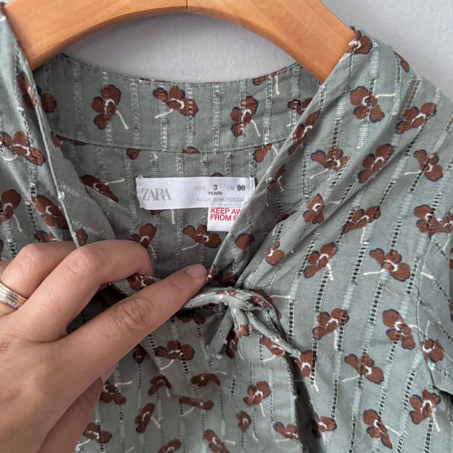 Zara / Smokey blue x brown blouse / 3Y