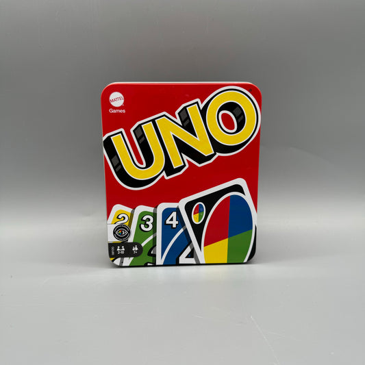 Uno cards in a tin case