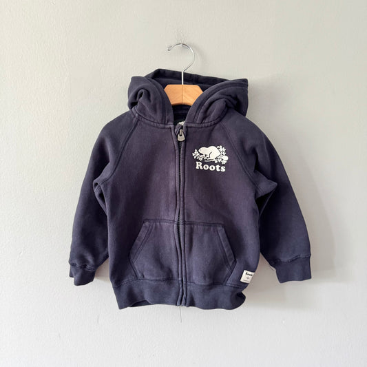 Roots / Navy zip up hoodie / 3T