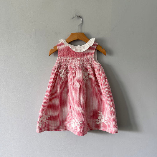 Nutmeg / Red white stripe dress / 18-24M
