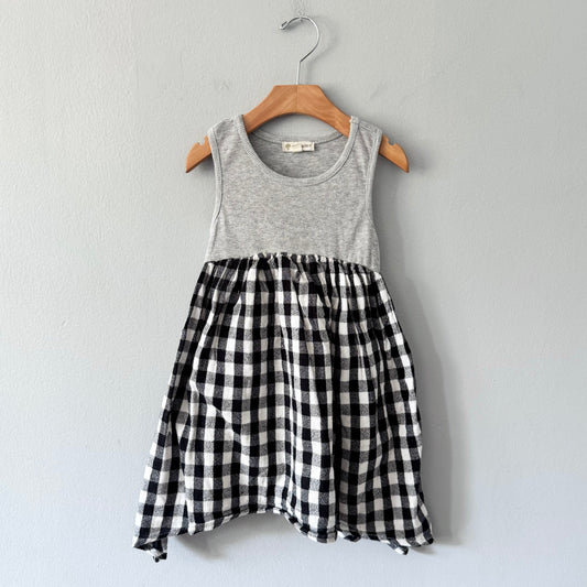 Tucker + tate / Light grey x plaid tank dress / 4Y