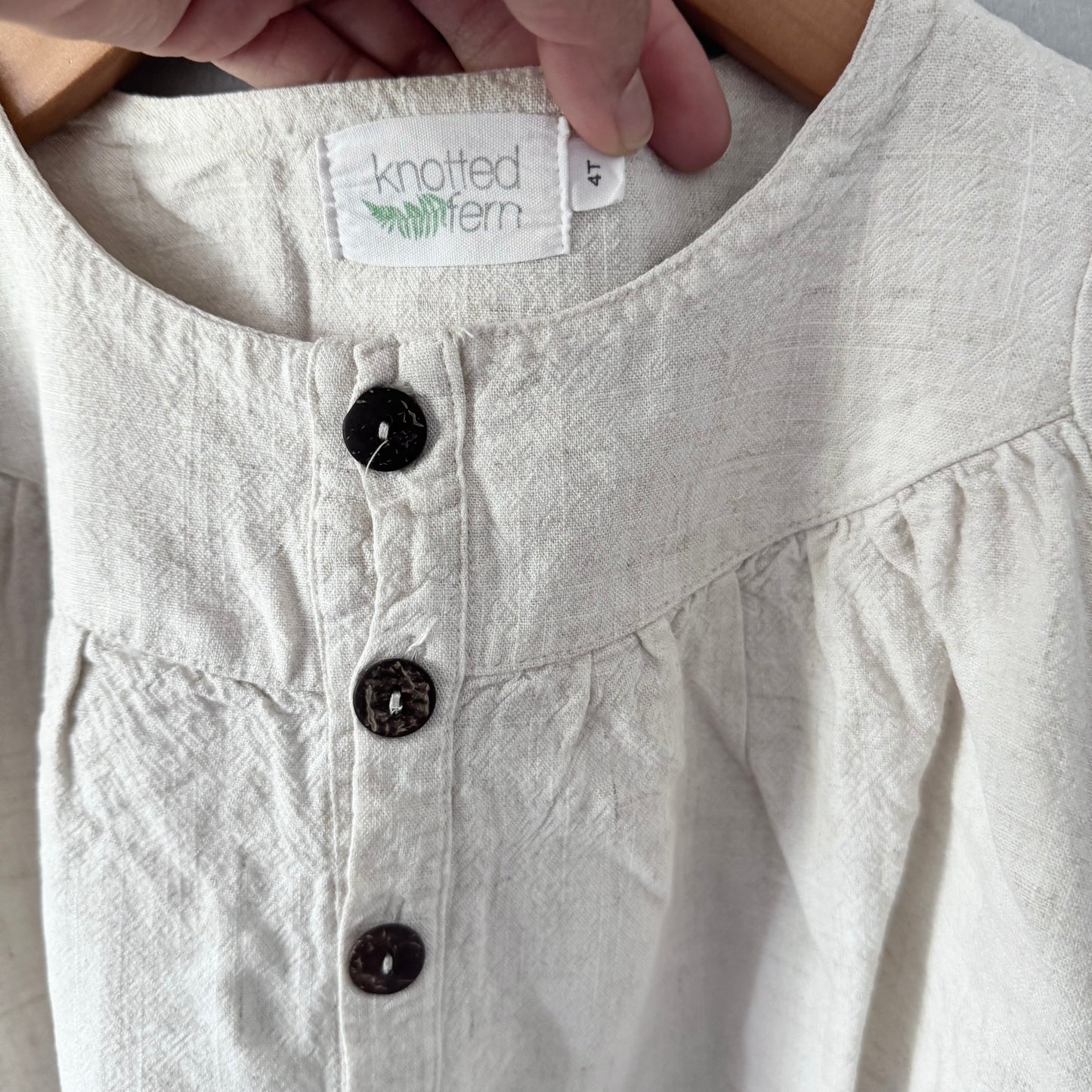 Knotted fern / Ivory linen top / 4T