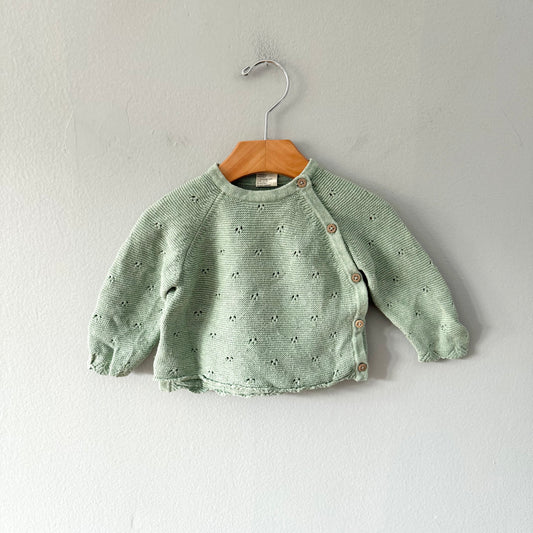 Alana / Cotton knit kimono top - green / 62(3-6M)