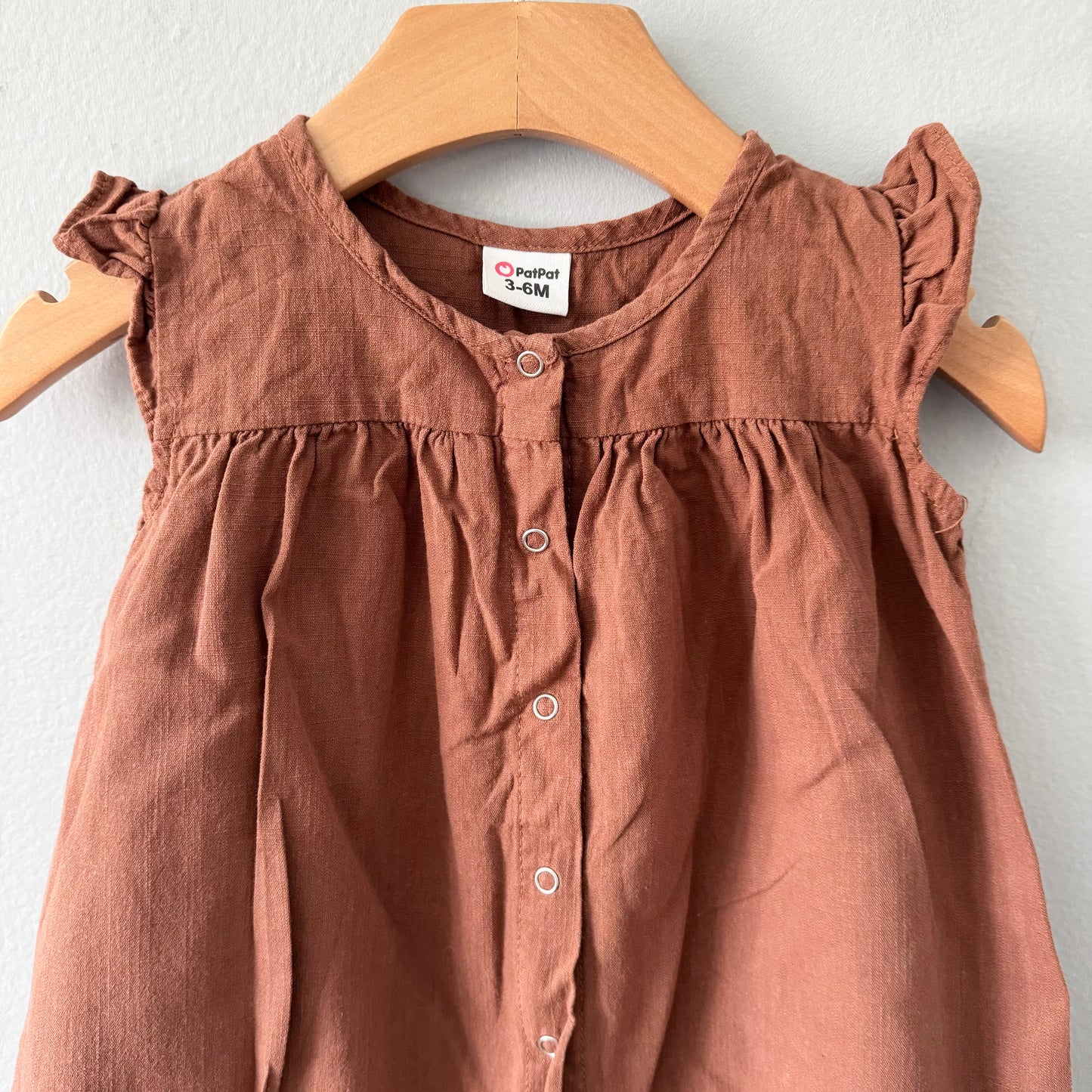 Patpat / Brown cotton bubble romper / 3-6M