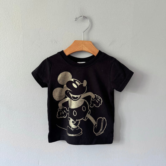 Disney / Black x golden Mickey T-shirt / 12-18M