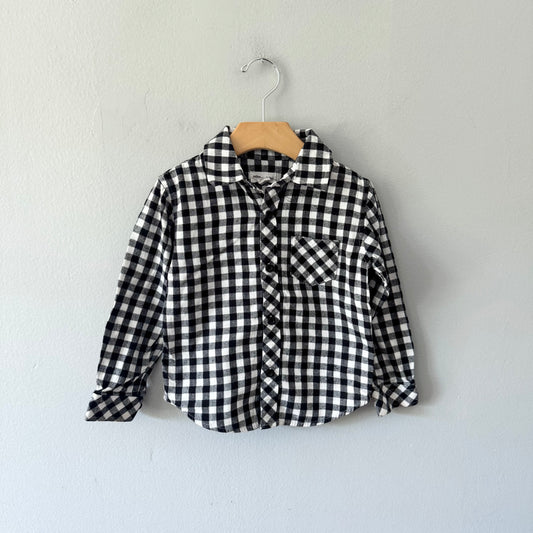 Miles the label / Black x white plaid flannel shirt / 3Y