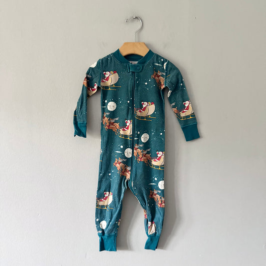 Hanna Andersson / Green holiday romper / 18-24M