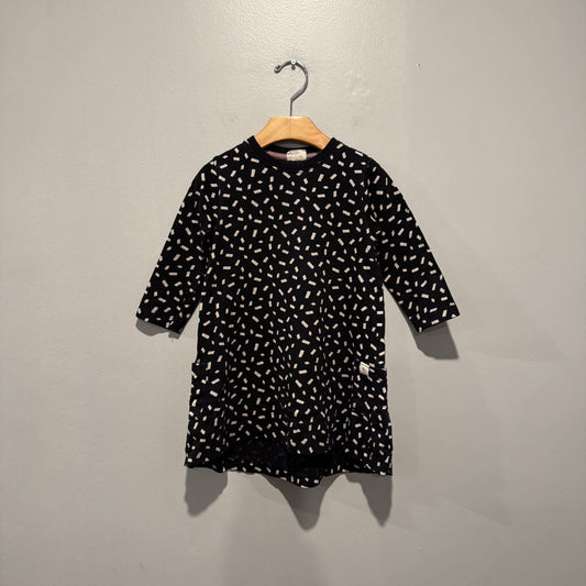 Turtledove London / Black beige long sleeve dress	/ 3-4Y