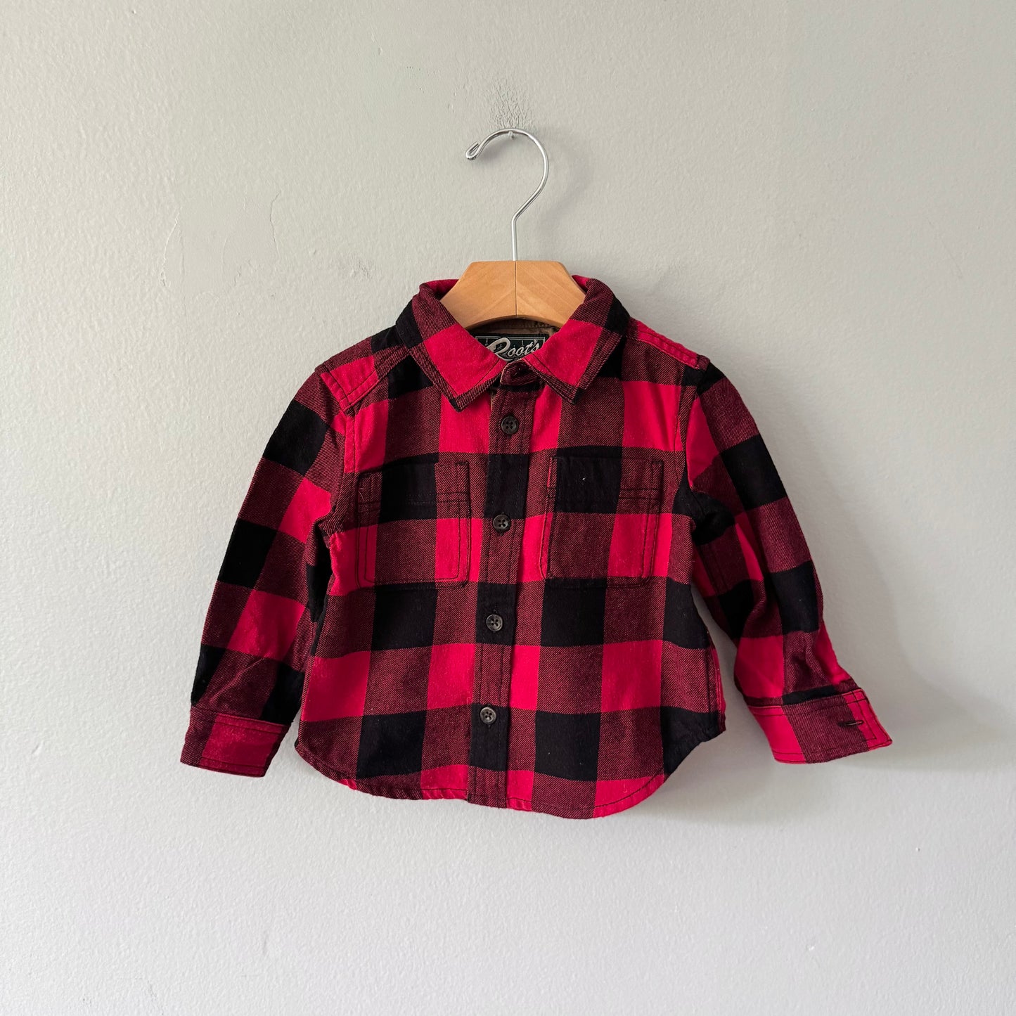 Roots / Red black plaid shirt / 6-12M