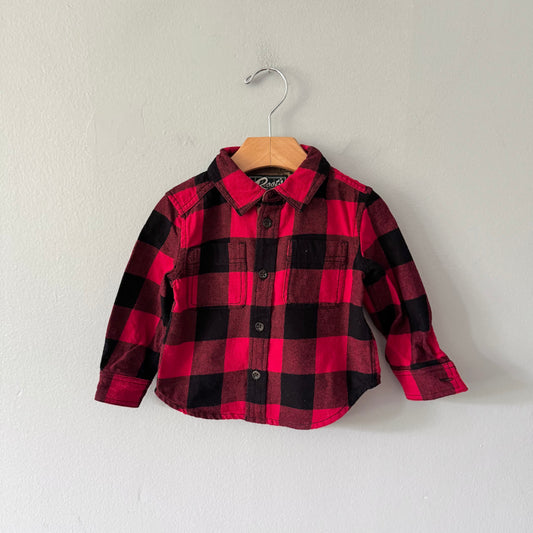 Roots / Red black plaid shirt / 6-12M