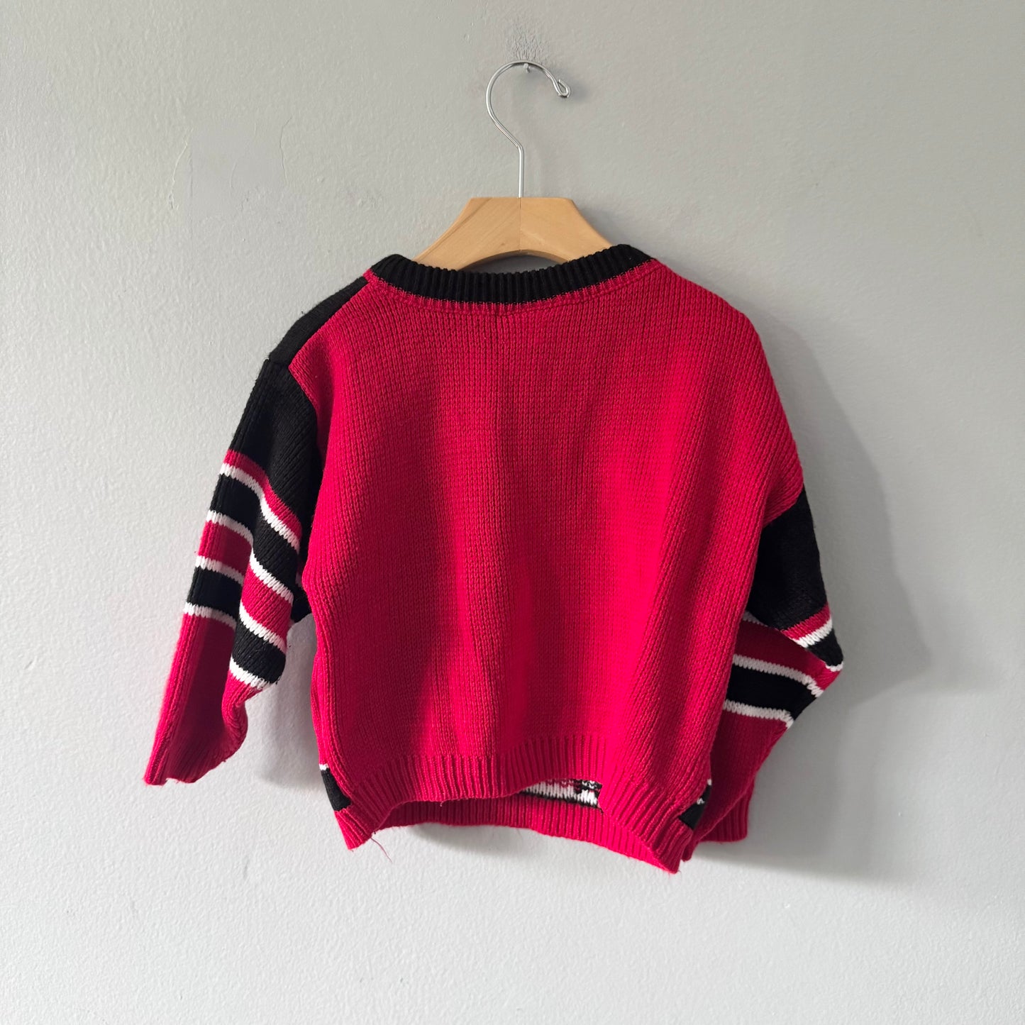 Vintage Disney / Mickey red x black knit pullover / 5Y