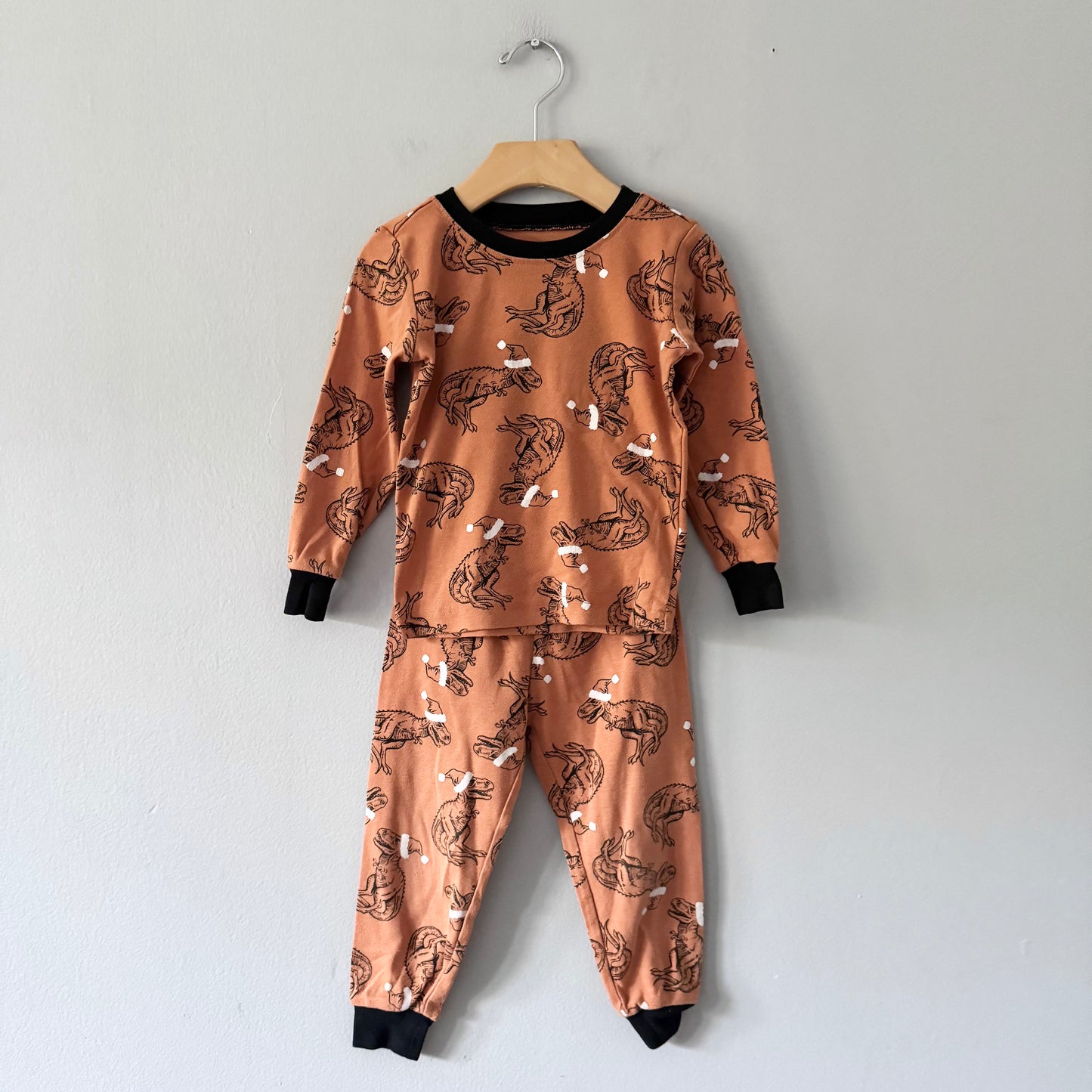 PL Sleep	/ Brown/orange x dinosaur pajama set / 3Y