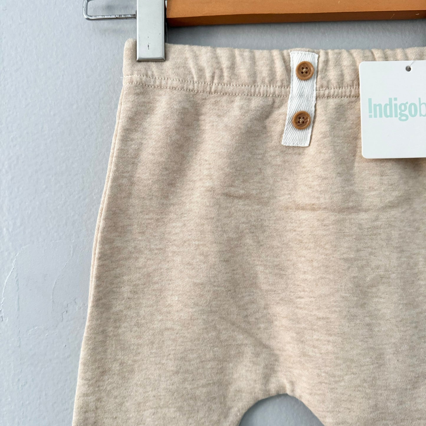 Indigo baby / Beige fleece lined pants / 18-24M