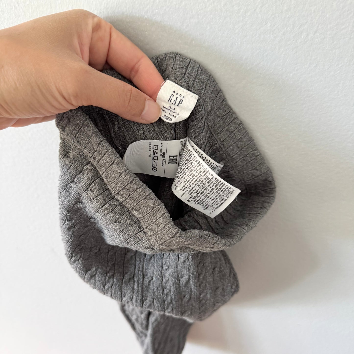Gap / Dark grey cable knit leggings / 12-18M