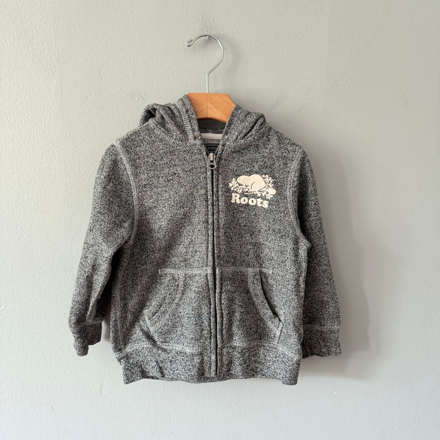 Roots / Salt and pepper zip up hoodie / 3T
