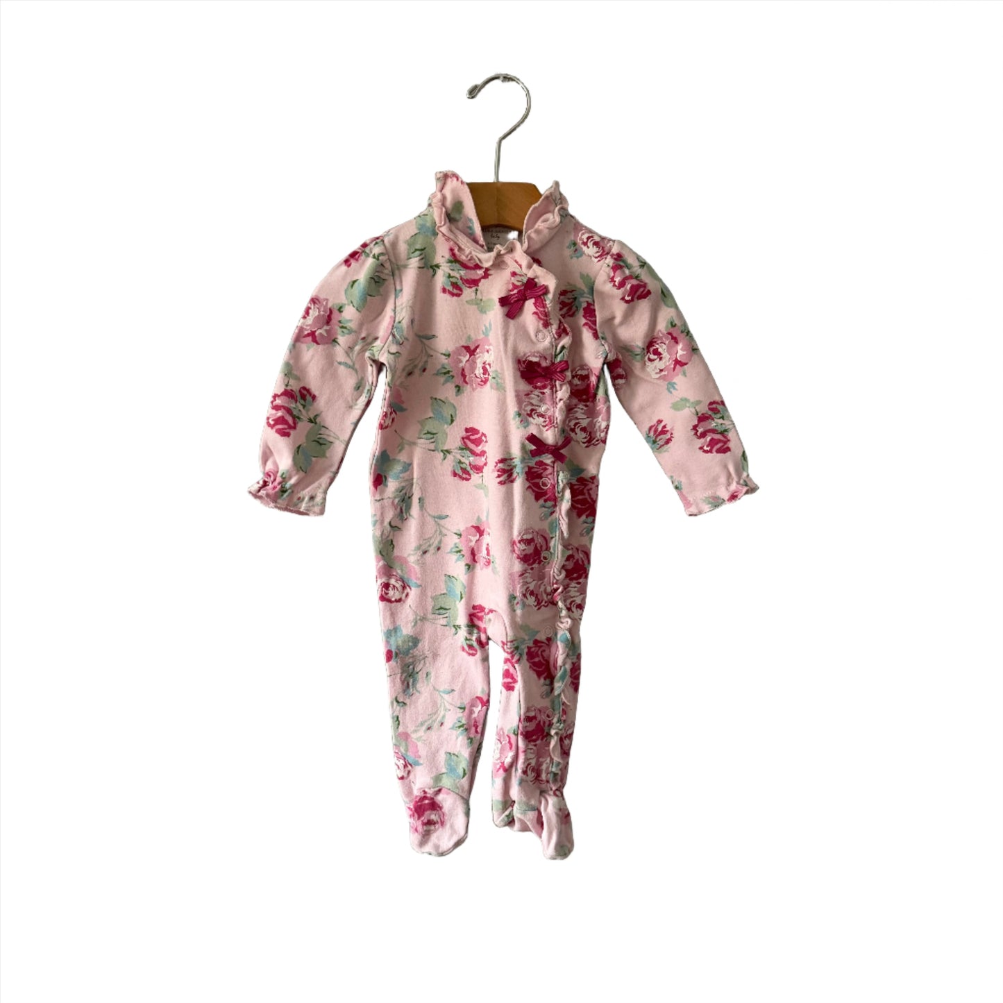 Laura Ashley baby / Pink rose romper / 6-9M