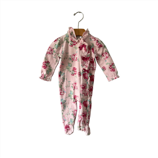 Laura Ashley baby / Pink rose romper / 6-9M