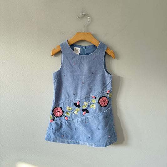 Talbots kids / Blue velour floral dress / 3T
